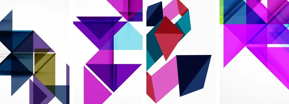 Set of abstract random triangle composition backgrounds. Vector illustration for 库存插图