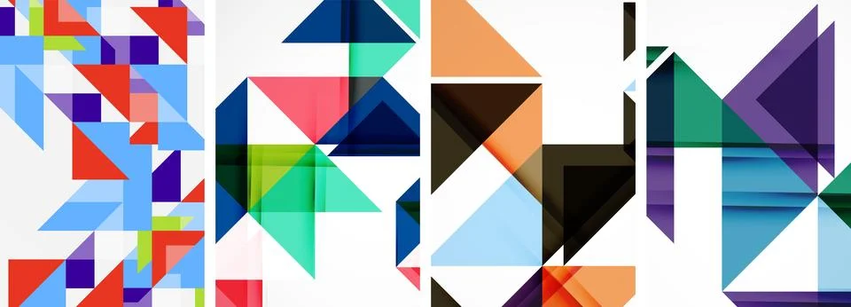 Set of abstract random triangle composition backgrounds. Vector illustration for Stock Illustration