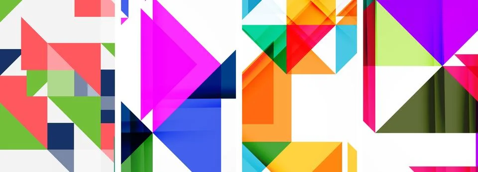 Set of abstract random triangle composition backgrounds. Vector illustration for Stock Illustration