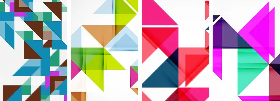 Set of abstract random triangle composition backgrounds. Vector illustration for Illustrazione stock