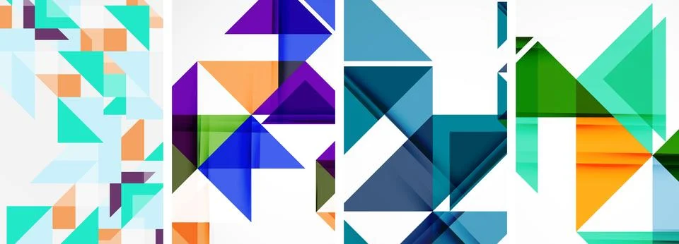 Set of abstract random triangle composition backgrounds. Vector illustration for Illustrazione stock