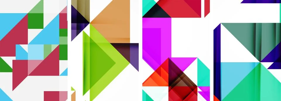 Set of abstract random triangle composition backgrounds. Vector illustration for Illustrazione stock
