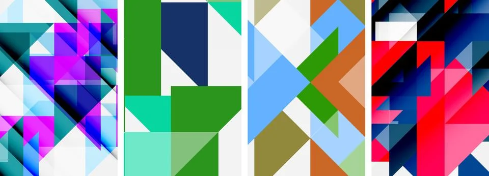 Set of abstract random triangle composition backgrounds. Vector illustration for Illustrazione stock
