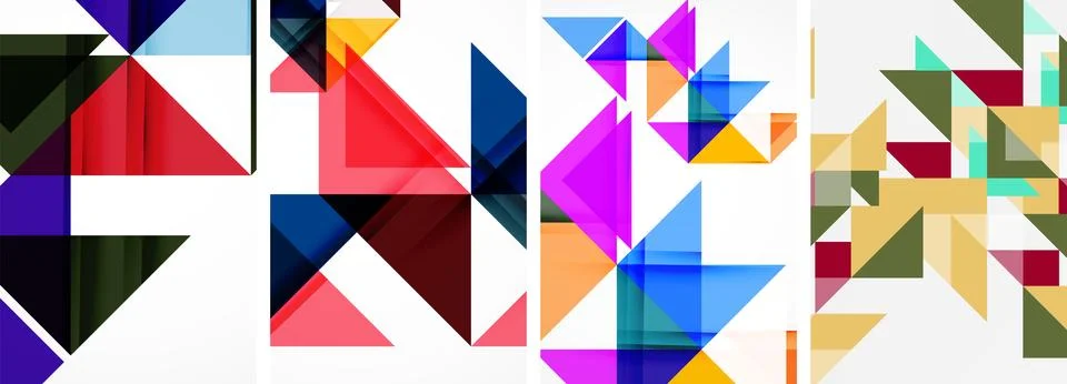 Set of abstract random triangle composition backgrounds. Vector illustration for イラスト素材