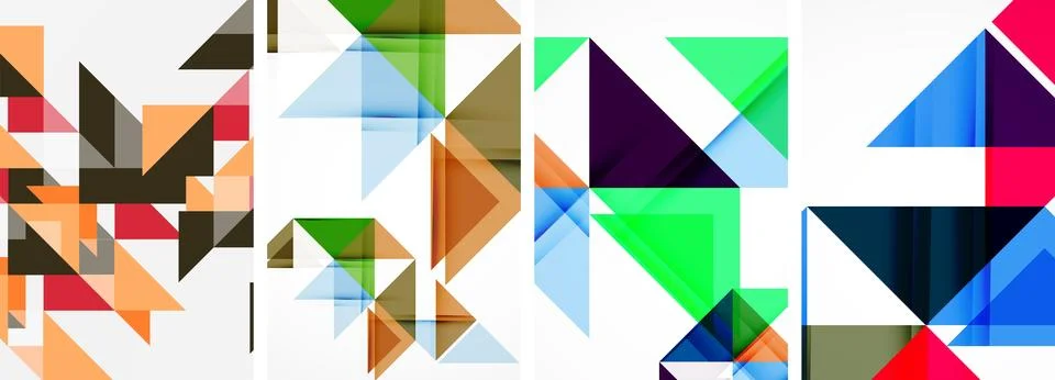 Set of abstract random triangle composition backgrounds. Vector illustration for Stock Illustration