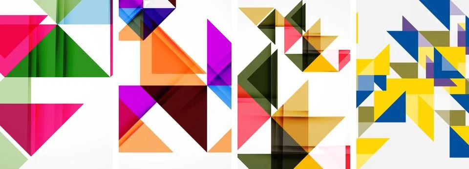Set of abstract random triangle composition backgrounds. Vector illustration for Stock Illustration