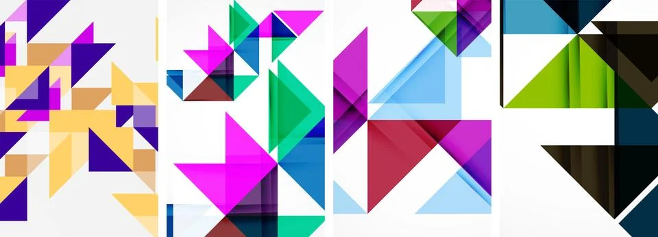 Set of abstract random triangle composition backgrounds. Vector illustration for Illustrazione stock