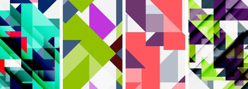 Set of abstract random triangle composition backgrounds. Vector illustration for 스톡 일러스트