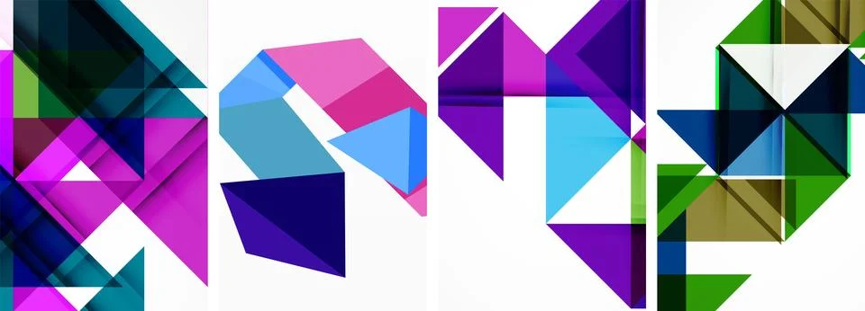 Set of abstract random triangle composition backgrounds. Vector illustration for Stock Illustration