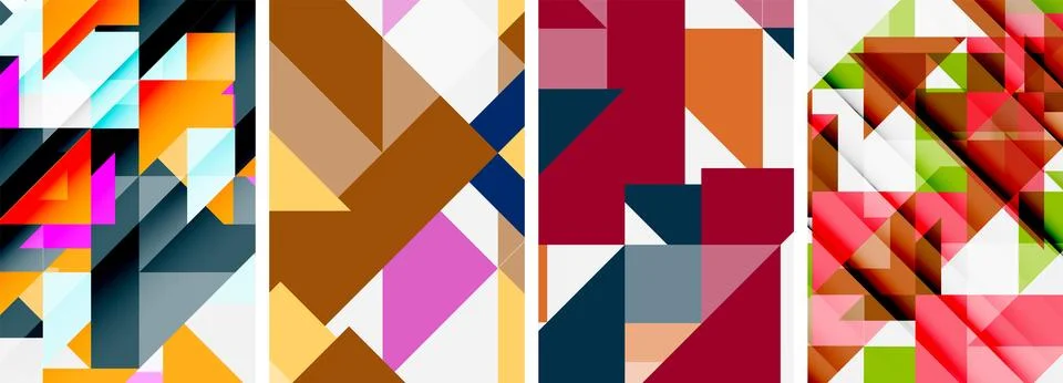 Set of abstract random triangle composition backgrounds. Vector illustration for Stock Illustration