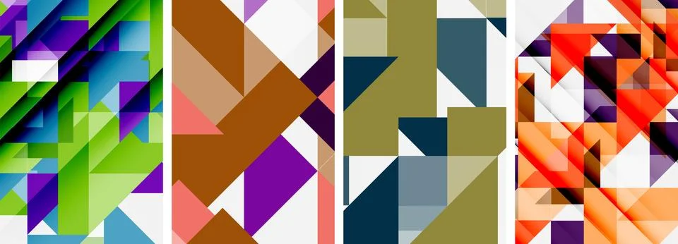 Set of abstract random triangle composition backgrounds. Vector illustration for イラスト素材
