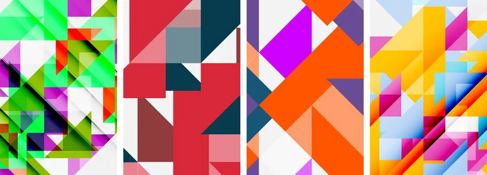 Set of abstract random triangle composition backgrounds. Vector illustration for イラスト素材