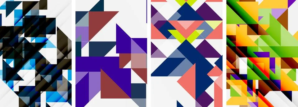 Set of abstract random triangle composition backgrounds. Vector illustration for Illustrazione stock