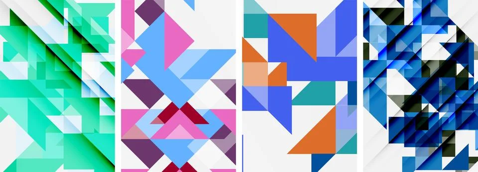 Set of abstract random triangle composition backgrounds. Vector illustration for イラスト素材