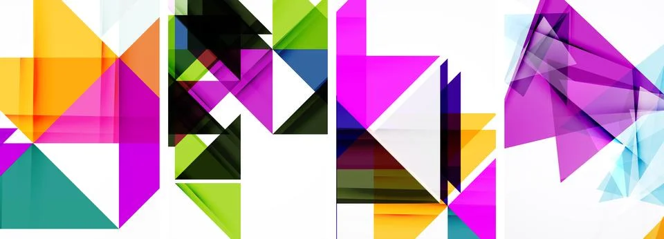 Set of abstract random triangle composition backgrounds. Vector illustration for イラスト素材
