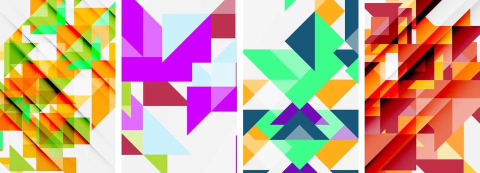 Set of abstract random triangle composition backgrounds. Vector illustration for Illustrazione stock