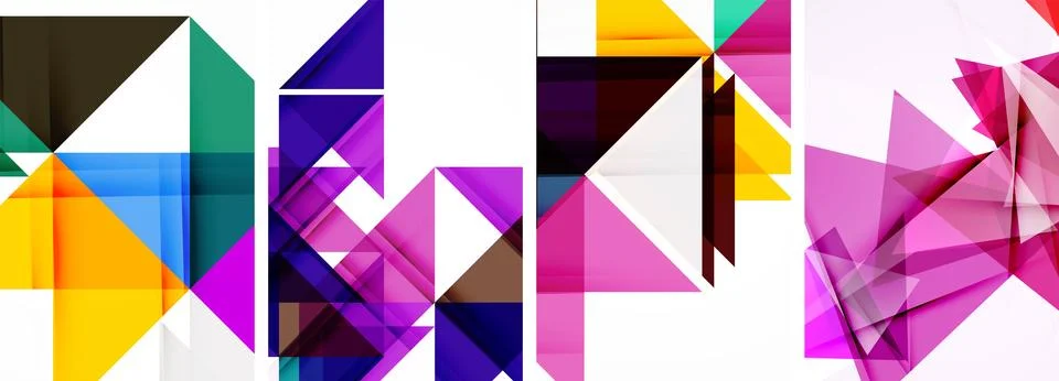 Set of abstract random triangle composition backgrounds. Vector illustration for Stock Illustration