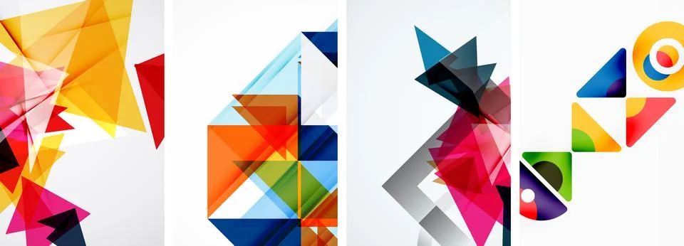Set of abstract random triangle composition backgrounds. Vector illustration for Stock Illustration