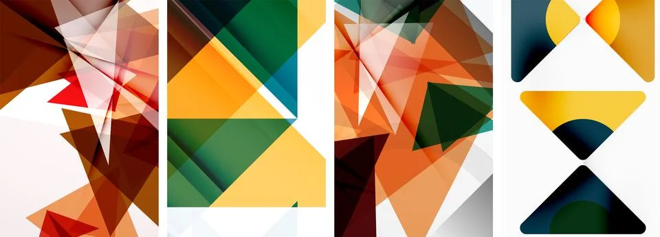 Set of abstract random triangle composition backgrounds. Vector illustration for Illustrazione stock