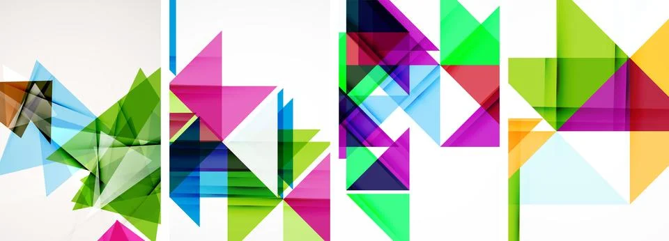 Set of abstract random triangle composition backgrounds. Vector illustration for Stock Illustration