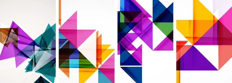 Set of abstract random triangle composition backgrounds. Vector illustration for Illustrazione stock