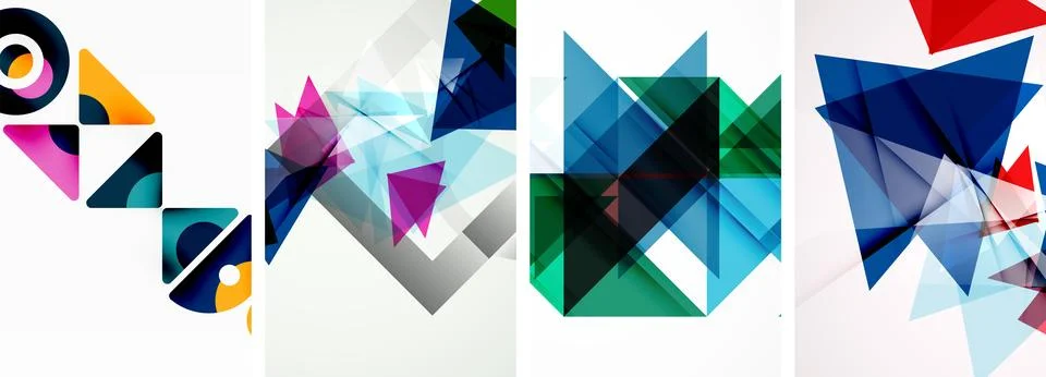 Set of abstract random triangle composition backgrounds. Vector illustration for イラスト素材
