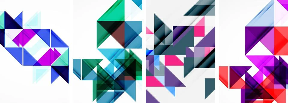 Set of abstract random triangle composition backgrounds. Vector illustration for Illustrazione stock