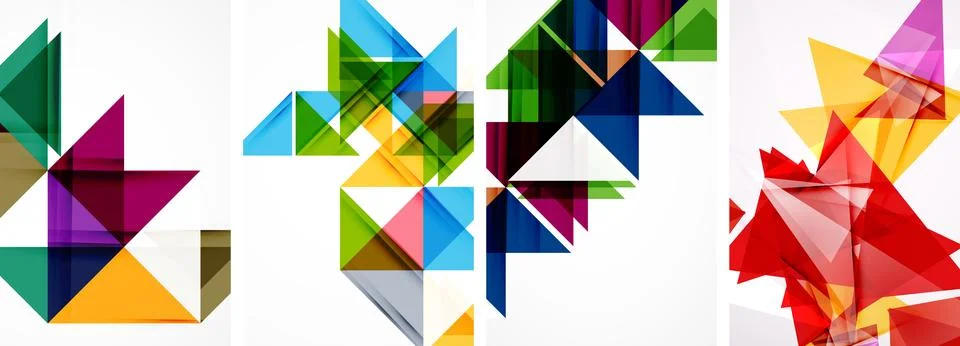 Set of abstract random triangle composition backgrounds. Vector illustration for Stock Illustration