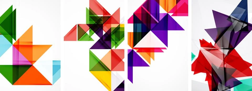 Set of abstract random triangle composition backgrounds. Vector illustration for Illustrazione stock