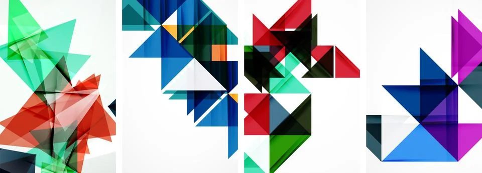 Set of abstract random triangle composition backgrounds. Vector illustration for Illustrazione stock