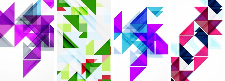 Set of abstract random triangle composition backgrounds. Vector illustration for Illustrazione stock