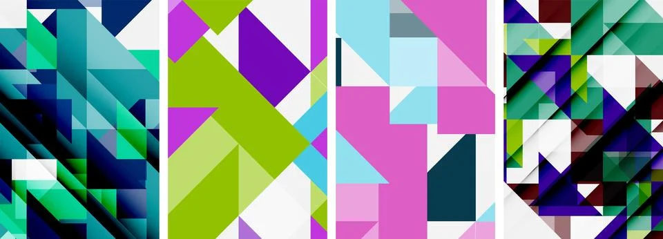 Set of abstract random triangle composition backgrounds. Vector illustration for Illustrazione stock