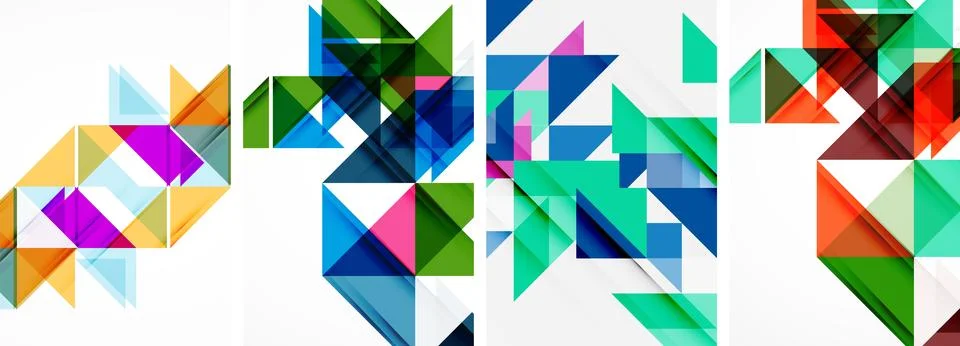 Set of abstract random triangle composition backgrounds. Vector illustration for Stock Illustration