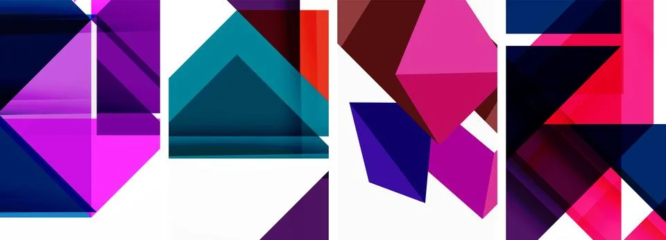 Set of abstract random triangle composition backgrounds. Vector illustration for Illustrazione stock