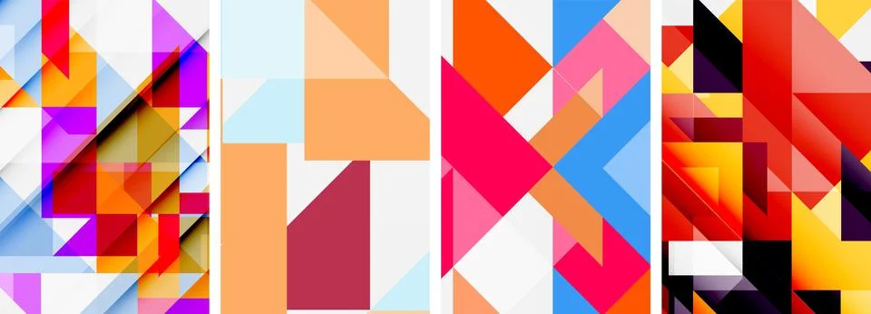 Set of abstract random triangle composition backgrounds. Vector illustration for イラスト素材
