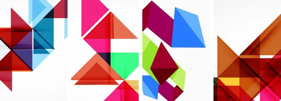 Set of abstract random triangle composition backgrounds. Vector illustration for Illustrazione stock