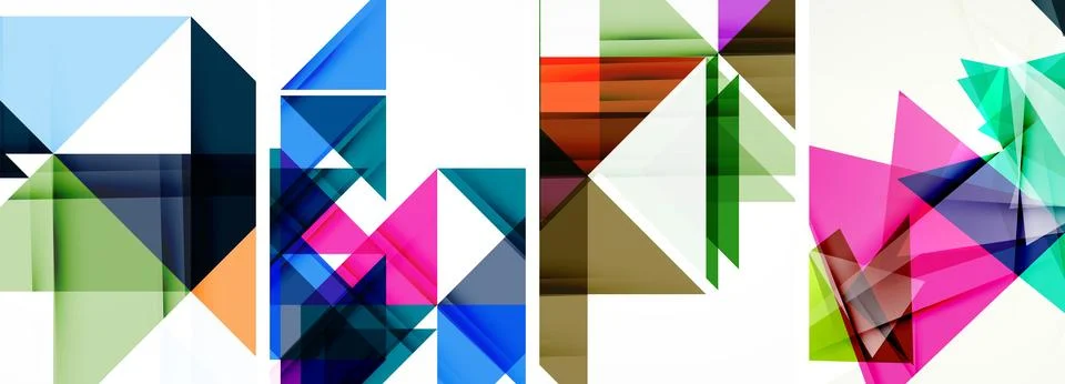 Set of abstract random triangle composition backgrounds. Vector illustration for イラスト素材