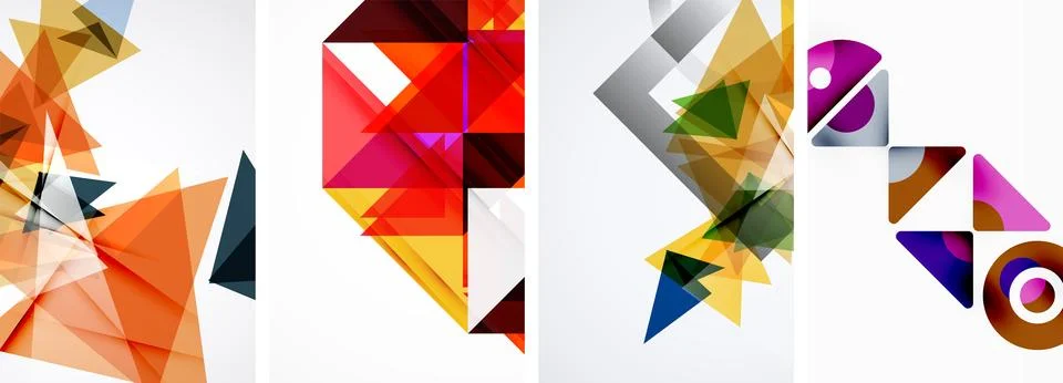 Set of abstract random triangle composition backgrounds. Vector illustration for Stock Illustration