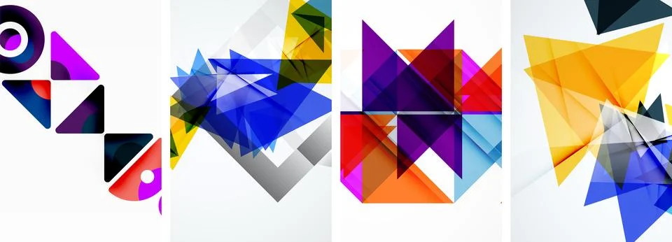 Set of abstract random triangle composition backgrounds. Vector illustration for Illustrazione stock