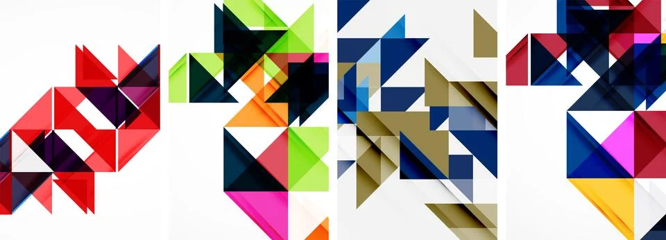 Set of abstract random triangle composition backgrounds. Vector illustration for Illustrazione stock