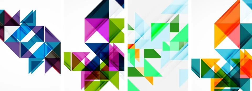 Set of abstract random triangle composition backgrounds. Vector illustration for イラスト素材
