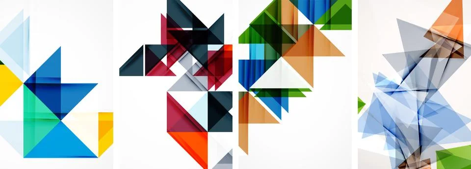 Set of abstract random triangle composition backgrounds. Vector illustration for Stockillustratie