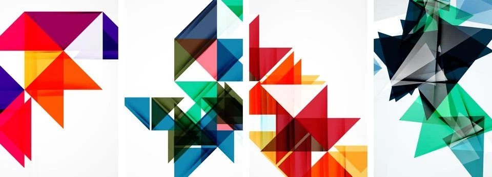 Set of abstract random triangle composition backgrounds. Vector illustration for 库存插图