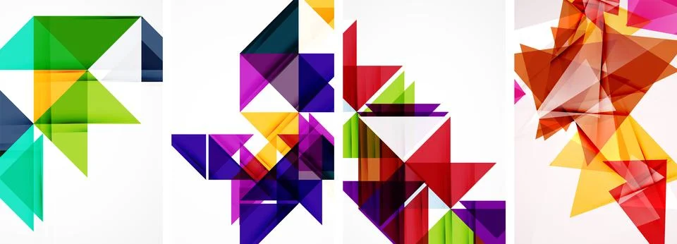Set of abstract random triangle composition backgrounds. Vector illustration for Stockillustratie