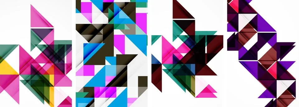 Set of abstract random triangle composition backgrounds. Vector illustration for Illustrazione stock