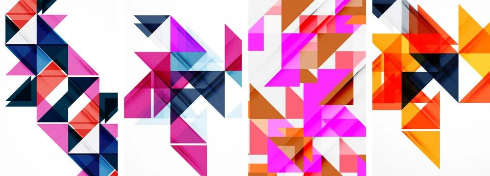 Set of abstract random triangle composition backgrounds. Vector illustration for Illustrazione stock