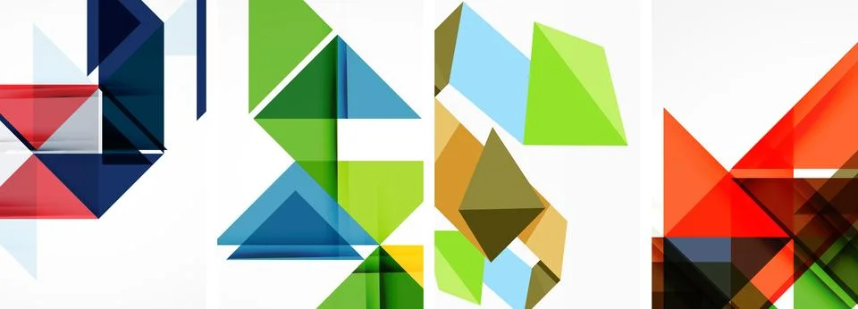 Set of abstract random triangle composition backgrounds. Vector illustration for イラスト素材