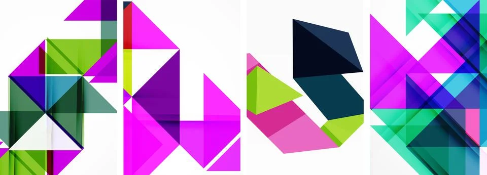 Set of abstract random triangle composition backgrounds. Vector illustration for Stock Illustration