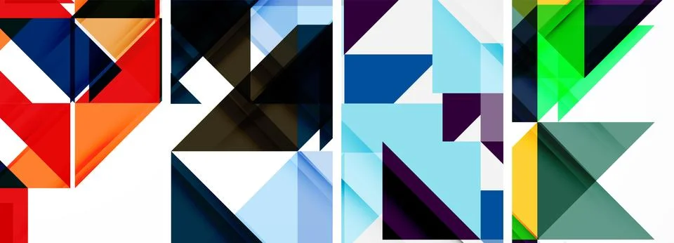 Set of abstract random triangle composition backgrounds. Vector illustration for イラスト素材