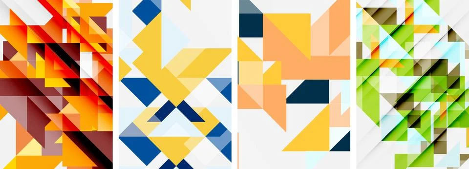 Set of abstract random triangle composition backgrounds. Vector illustration for Illustrazione stock